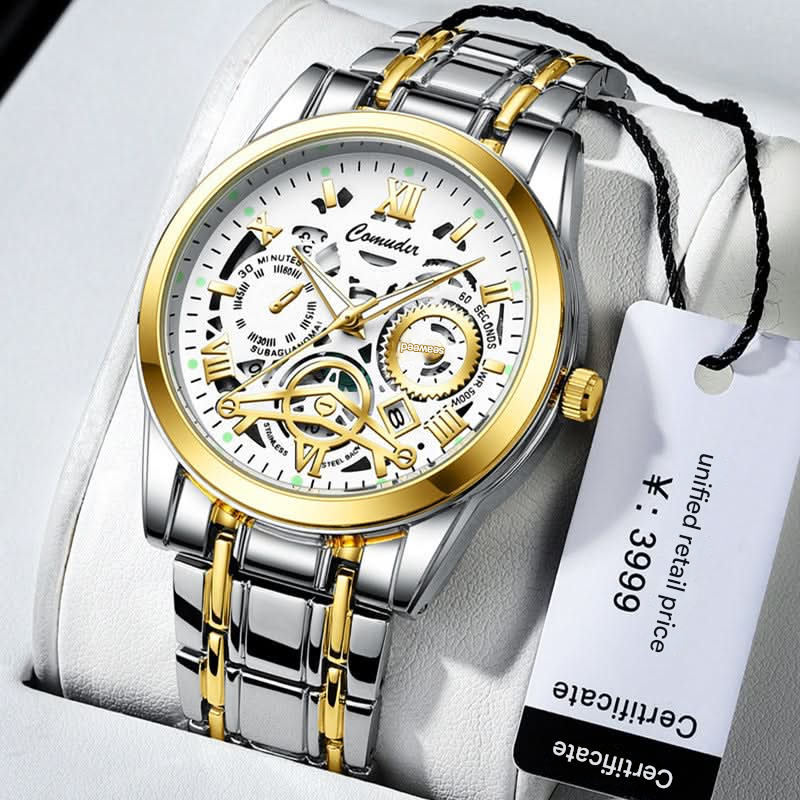 Men’s Hollow Luminous Quartz Watch – Calendar Display