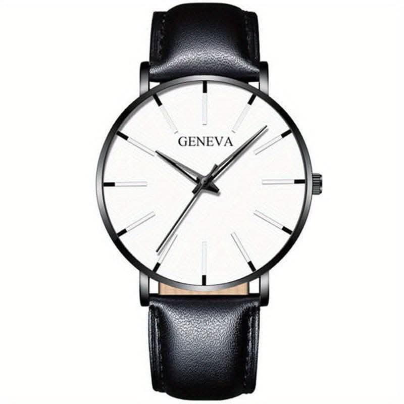 Minimalist Men's Fashion Ultra Thin Watch with Stainless Steel Belt