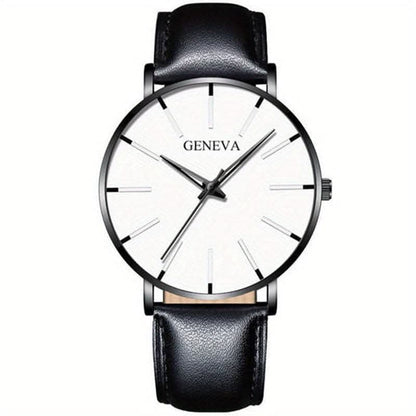 Minimalist Men's Fashion Ultra Thin Watch with Stainless Steel Belt