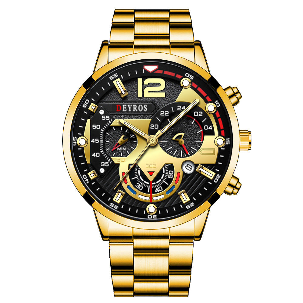 DEYROS Cross Border Hot Sale Watch 5 pce suit Men's Steel Band Watch Quartz Watch Fashion Watch Casual Watch