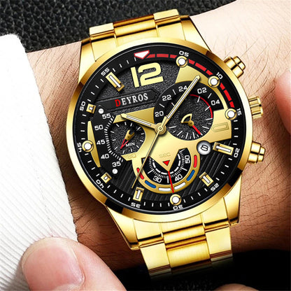 DEYROS Cross Border Hot Sale Watch 5 pce suit Men's Steel Band Watch Quartz Watch Fashion Watch Casual Watch
