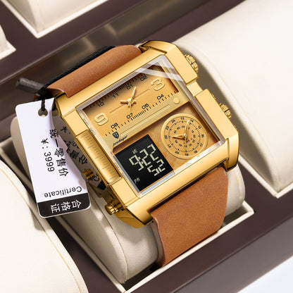 POEDAGAR/Baodaqa New Multifunctional Calendar Square Plate Casual Fashion Outdoor Sports Men's Quartz Watch 997