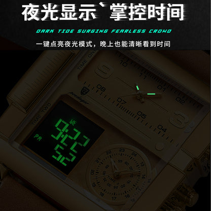POEDAGAR/Baodaqa New Multifunctional Calendar Square Plate Casual Fashion Outdoor Sports Men's Quartz Watch 997
