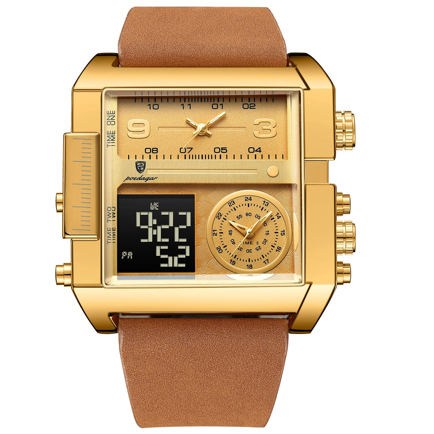 POEDAGAR/Baodaqa New Multifunctional Calendar Square Plate Casual Fashion Outdoor Sports Men's Quartz Watch 997