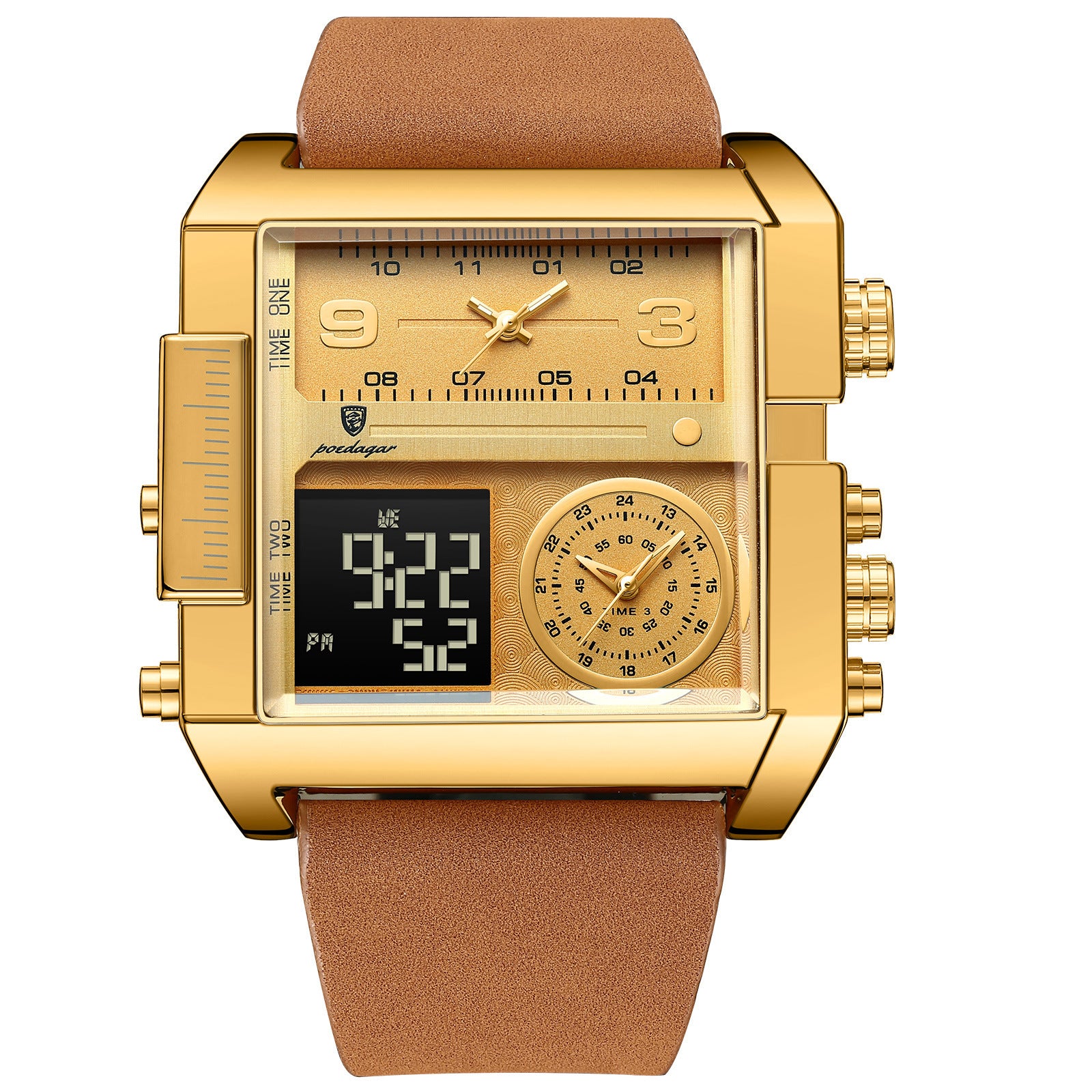 POEDAGAR/Baodaqa New Multifunctional Calendar Square Plate Casual Fashion Outdoor Sports Men's Quartz Watch 997