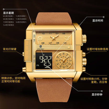 POEDAGAR/Baodaqa New Multifunctional Calendar Square Plate Casual Fashion Outdoor Sports Men's Quartz Watch 997