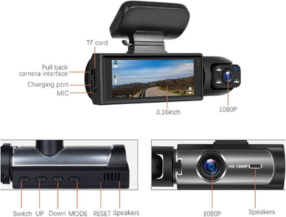 Dual Lens 1080P Dash Cam – Wide-Angle