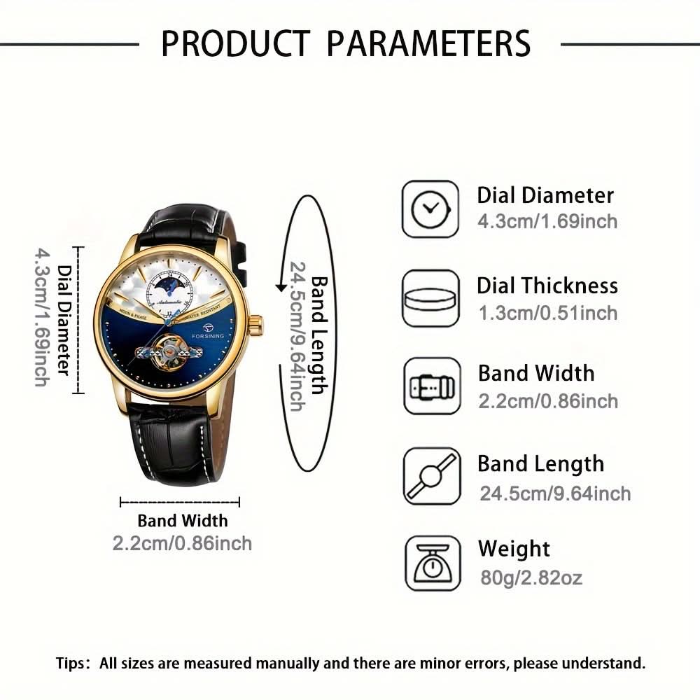Forsining Men’s Automatic Mechanical Watch | Sun & Moon Display