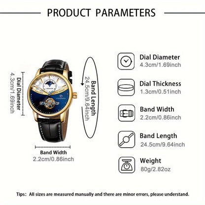 Forsining Men’s Automatic Mechanical Watch | Sun & Moon Display