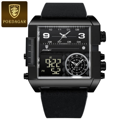 POEDAGAR/Baodaqa New Multifunctional Calendar Square Plate Casual Fashion Outdoor Sports Men's Quartz Watch 997