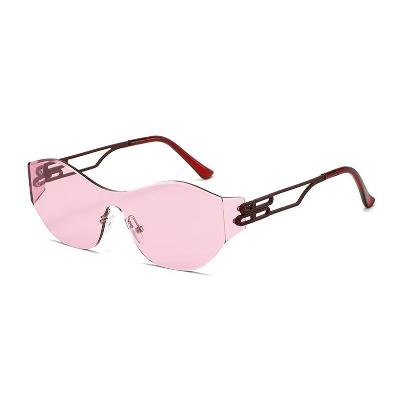 New Rimless Sunglasses for Women, One-Piece Bent Lenses, Anti-Uv Sunglasses for Men, Foreign Trade Cross-Border Sunglasses