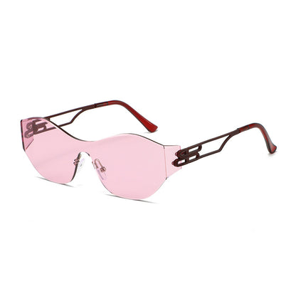 New Rimless Sunglasses for Women, One-Piece Bent Lenses, Anti-Uv Sunglasses for Men, Foreign Trade Cross-Border Sunglasses