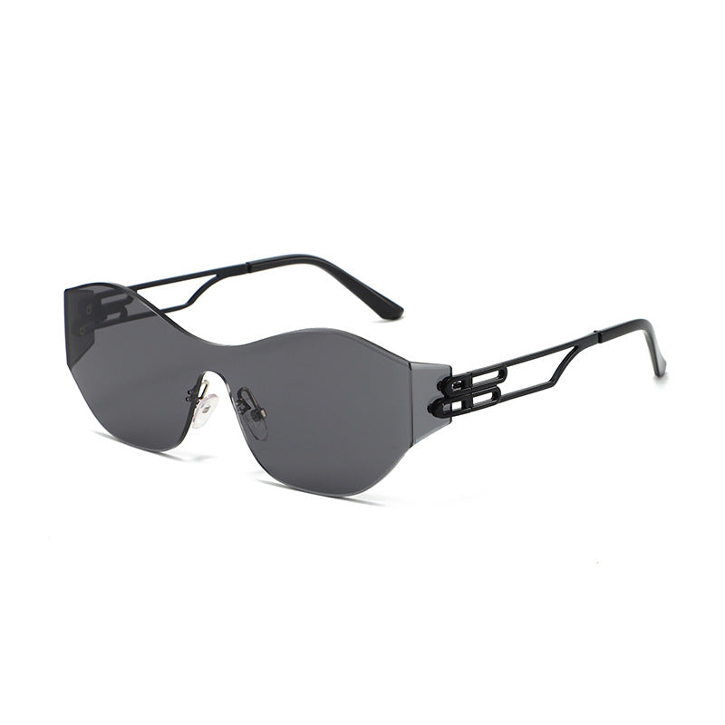 New Rimless Sunglasses for Women, One-Piece Bent Lenses, Anti-Uv Sunglasses for Men, Foreign Trade Cross-Border Sunglasses