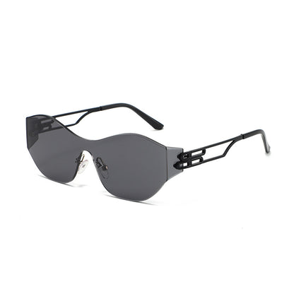 New Rimless Sunglasses for Women, One-Piece Bent Lenses, Anti-Uv Sunglasses for Men, Foreign Trade Cross-Border Sunglasses