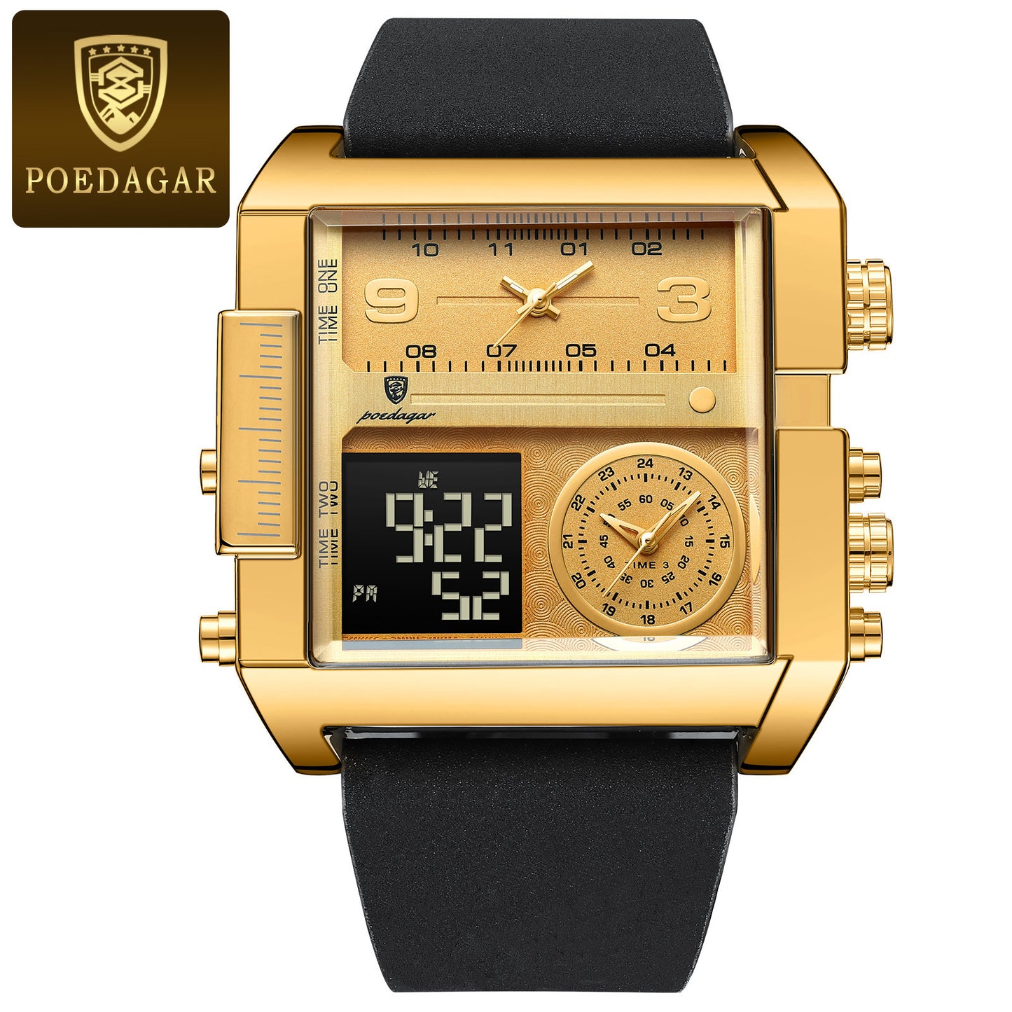 POEDAGAR/Baodaqa New Multifunctional Calendar Square Plate Casual Fashion Outdoor Sports Men's Quartz Watch 997