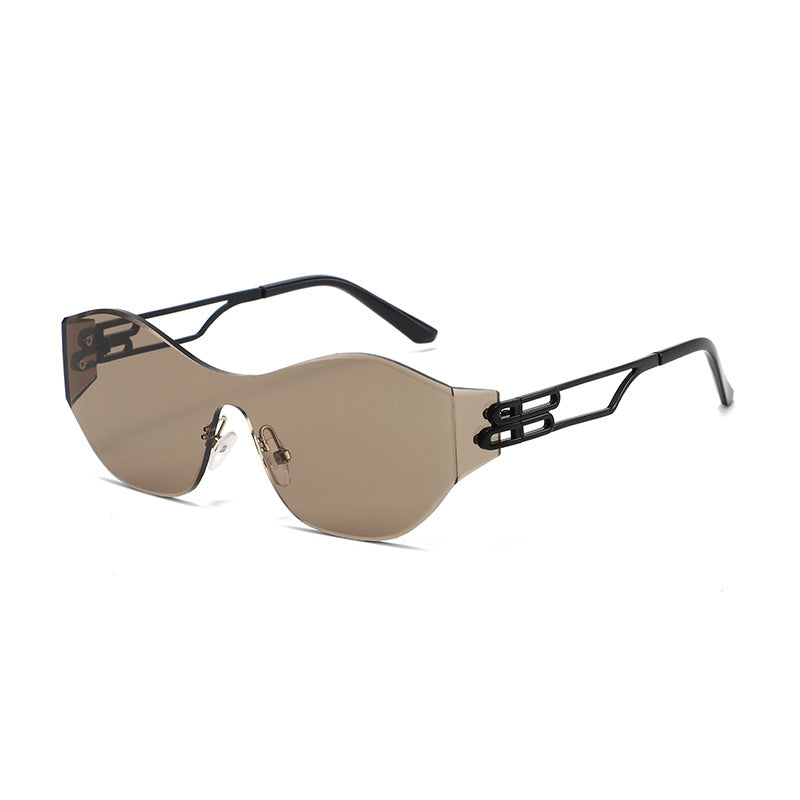 New Rimless Sunglasses for Women, One-Piece Bent Lenses, Anti-Uv Sunglasses for Men, Foreign Trade Cross-Border Sunglasses