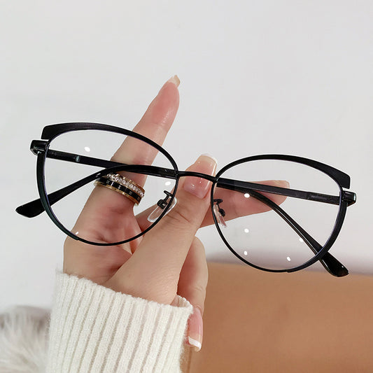 new glasses frame women's fashionable metal glasses frame Internet celebrity plain glasses anti-blue light glasses