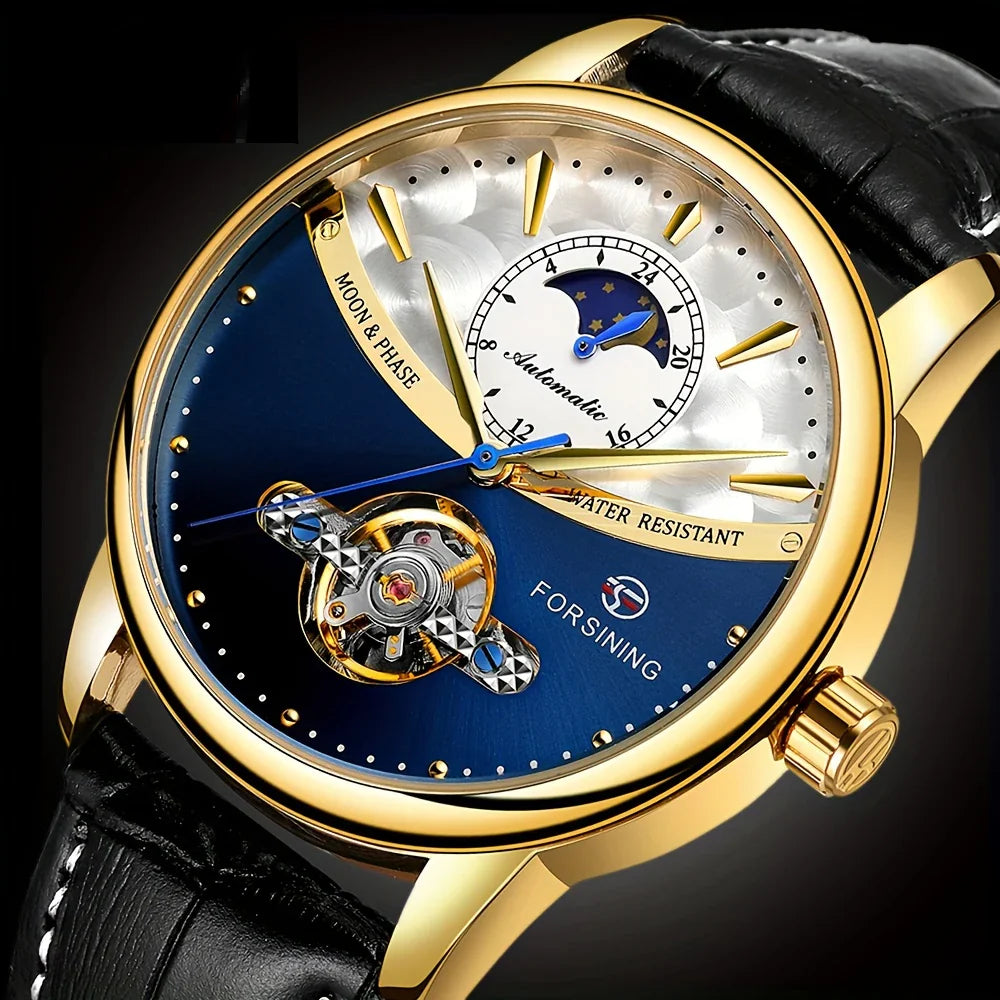 Forsining Men’s Automatic Mechanical Watch | Sun & Moon Display