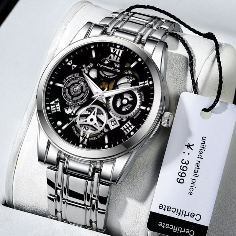 Men’s Hollow Luminous Quartz Watch – Calendar Display